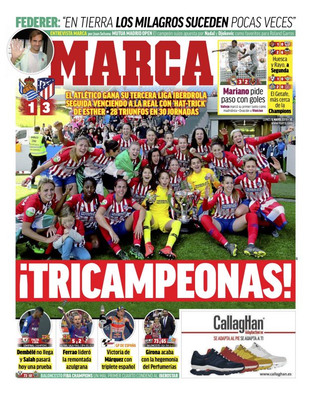 ビジャレアル戦翌日MARCA紙一面：Mariano pide paso con goles（マリアーノ、ゴールを決めステップアップを求む）
