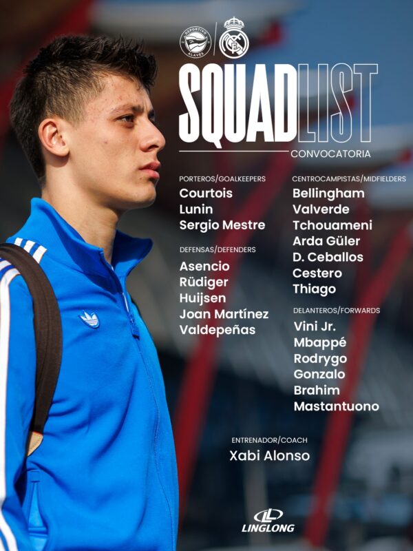 リーガ第16節アラベス戦招集メンバー21名：ハイセン復帰、カルバハル、ミリトン、カレーラスなど9人欠場