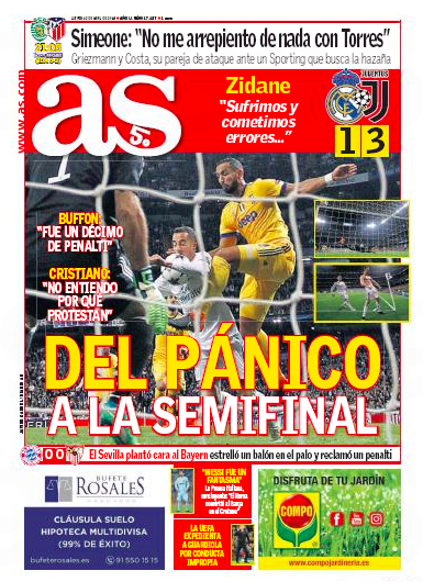 AS1面：Del Pánico a la semifinal (パニックから準決勝進出)