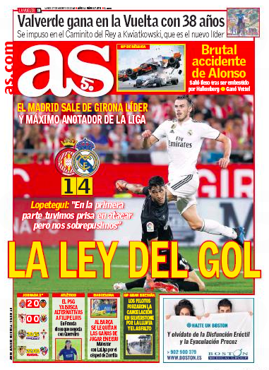 AS紙面：La ley del gol (ゴールの法則)