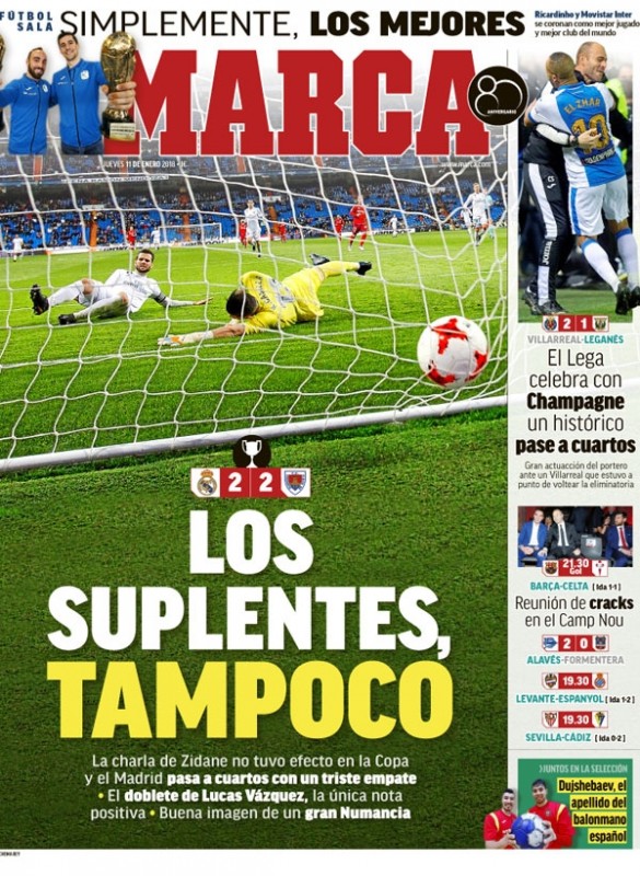 MARCA1面 Los suplentes, tampoco (サブメンバーも同じように)