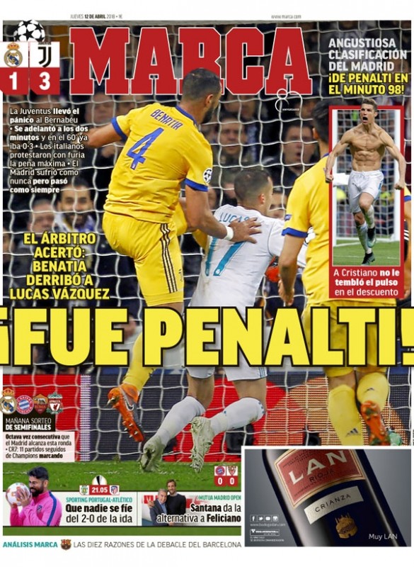 MARCA1面： ¡Fue Penarti! (ペナルティーだ!)