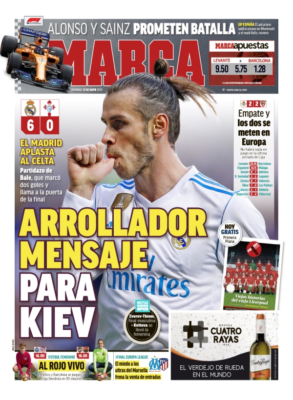 MARCA1面：Arrollador mensaje para Kiev (キエフに向けての圧倒的なメッセージ)