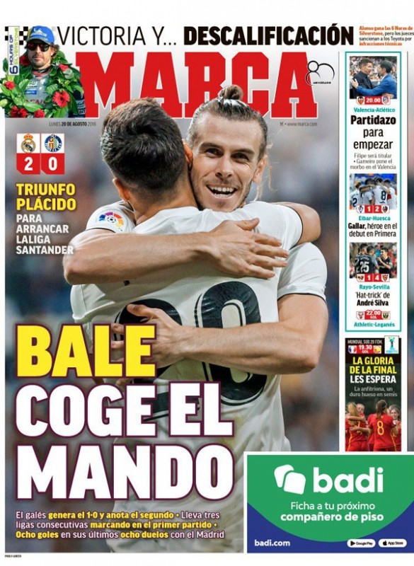 MARCA一面：Bale coge el mando (ベイルが主導権を握る)