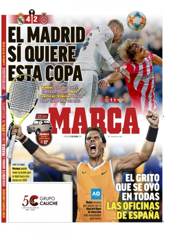 ジローナ戦MARCA:El Madrid sí quiere esta copa （マドリードは今回の国王杯獲得を欲している）