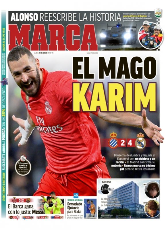 エスパニョール戦翌日MARCA: El mago Karim (魔法使いカリム)