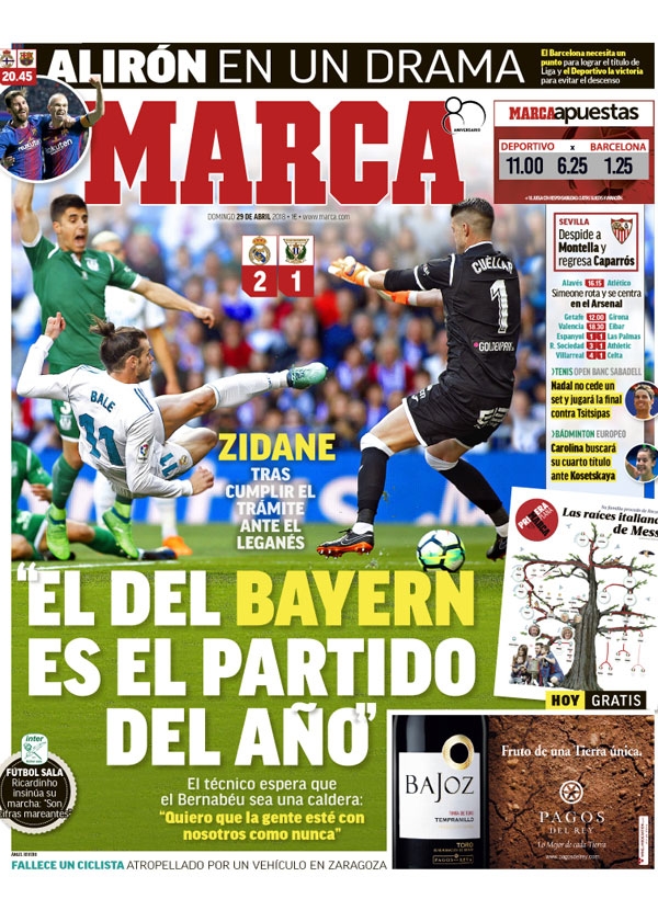 MARCA1面：El  del Bayern es el partido del año (バイエルン戦は今年の大一番)